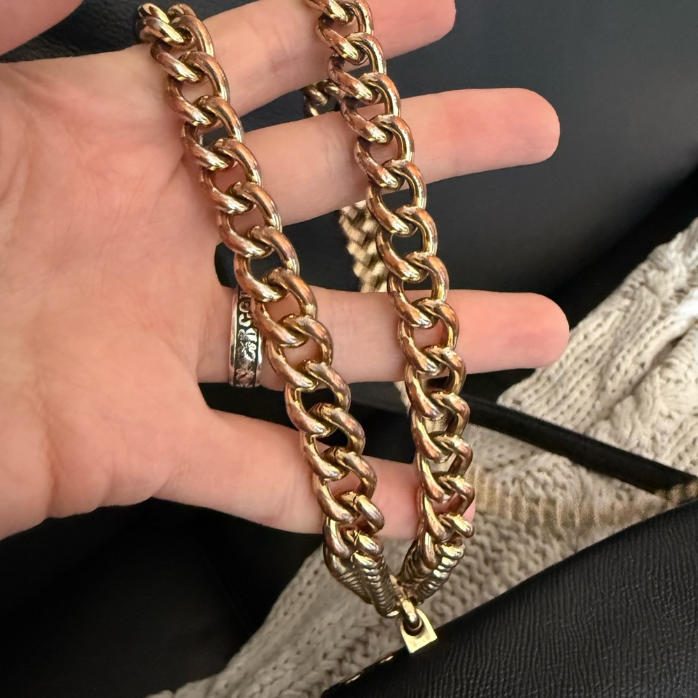 Coach Black Leather Crossbody with Gold Chain Strap - Picture 12 of 13